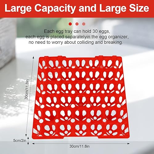 Miniatura 5 de 8 cajas de plástico para huevos para huevos de 30 huevos, cajas apilables para huevos con capacidad para múltiples huevos para granjeros de pollos