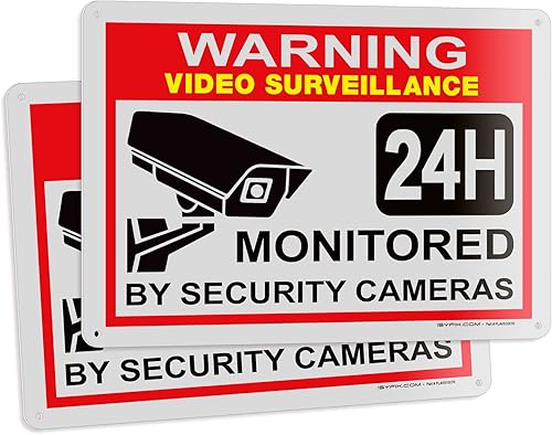 Vista 16 de iSYFIX Señal de advertencia de videovigilancia – 1 paquete de 1 paquete reflectante plateado de 7 x 6 pulgadas – 100% libre de óxido de aluminio