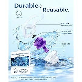 Ear Plugs for Swimming-2 Pairs Soft Silicone Reusable Waterproof Earplugs for Adults & Men Women, Custom Fit for Swimmers Ear, Pool, Beach, Snorkeling, Surfing, Kickboard Training(Purple)