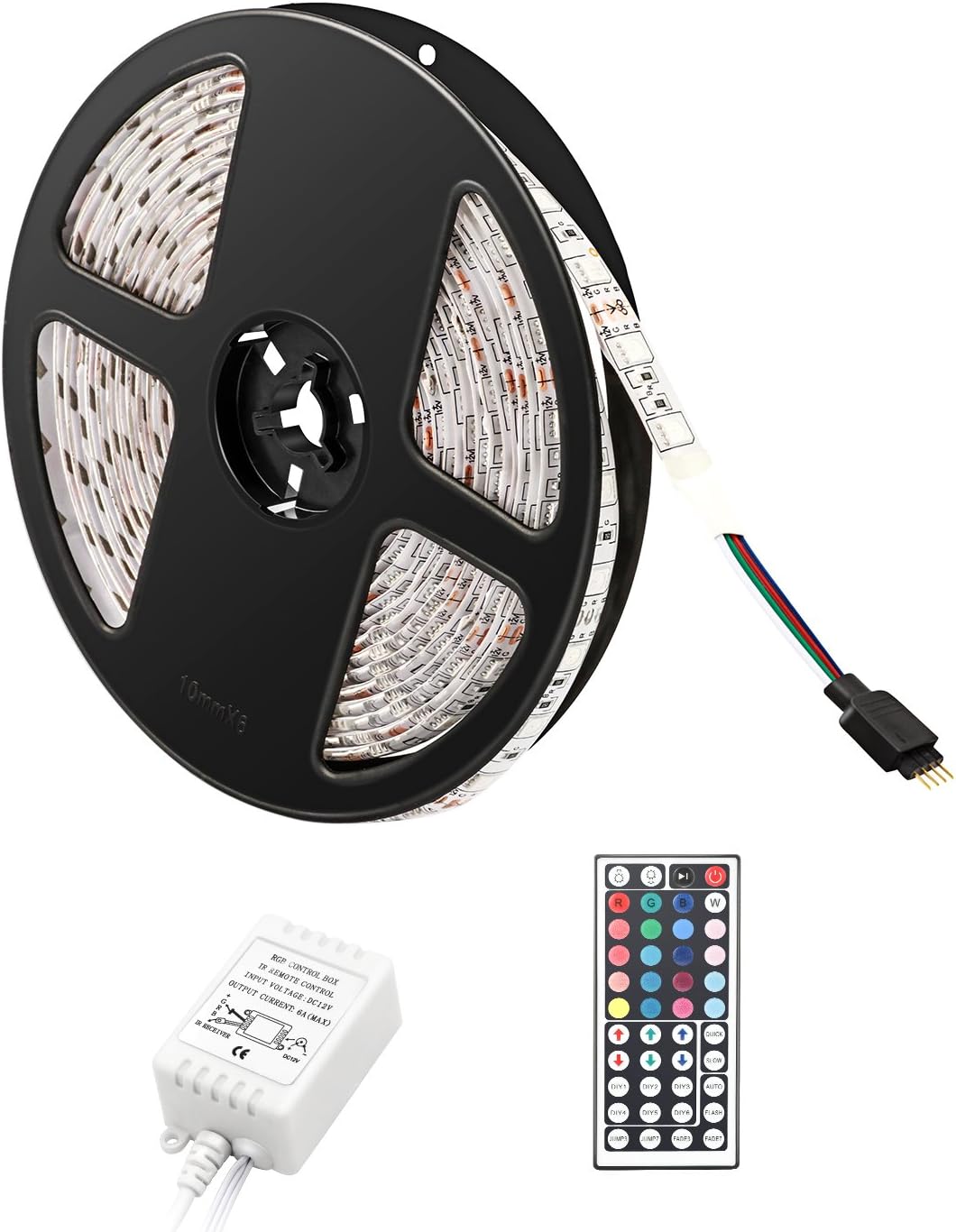 Beammax 16.4Ft Christmas DIY Led Lights Strip Flexible Color Changing Waterproof RGB Led Light Strip Holiday Parties Cars Bars Cafes KTV Weddings Decoration Lights Strip, with 44key Remote