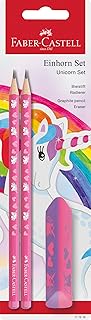 Faber-Castell 111516 - Schreibset Einhorn mit Bleistifte HB und Radiergummi, Sc...