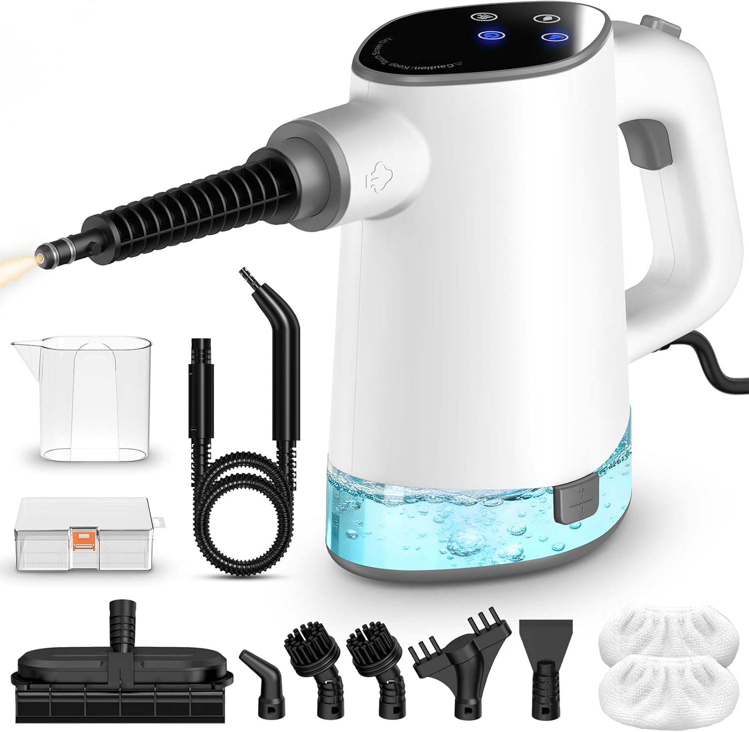 Pressurized Steam Cleaner, Multipurpose Steam Cleaner for Home with 450ML Tank and Safety Lock,Steamer for Cleaning Floor, Upholstery, Grout,Car,Bathroom and Kitchen White