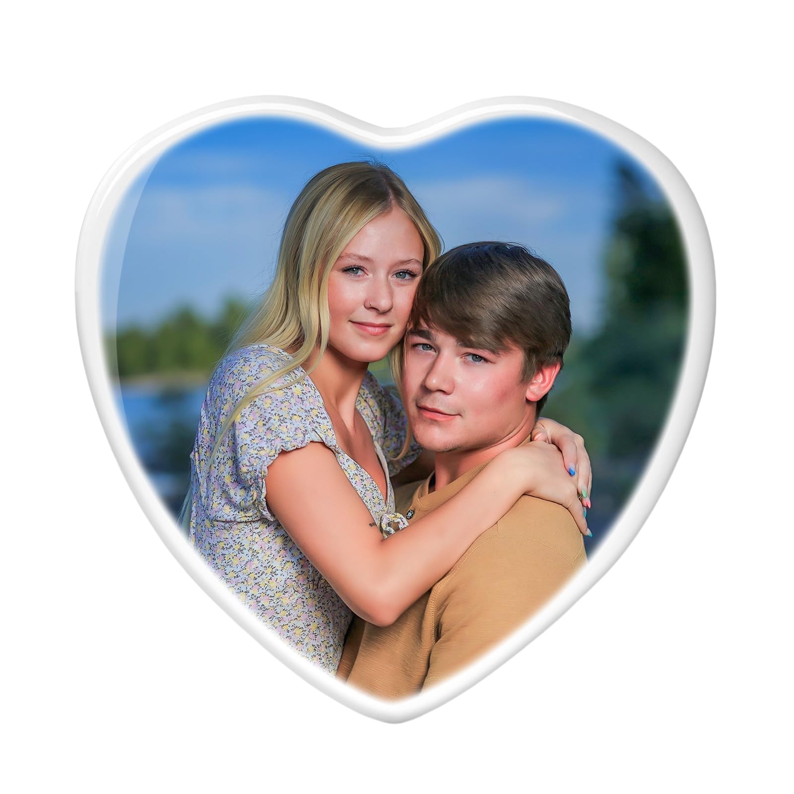 Heart Porcelain Photo Memorial Garden Stones, Headstones for Graves, Waterproof Outdoor Picture, Photo Plaques for Cemetery, Custom Cameo Insert, Ceramic Picture for Gravestones Grave Markers