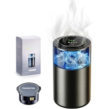 Smart Auto Car Diffuser, RGB Air Freshener, Rechargeable Aluminum Aromatherapy, Leak-Proof Replaceable Cartridge, Cologne & Ocean Scent for Car Office Bedroom