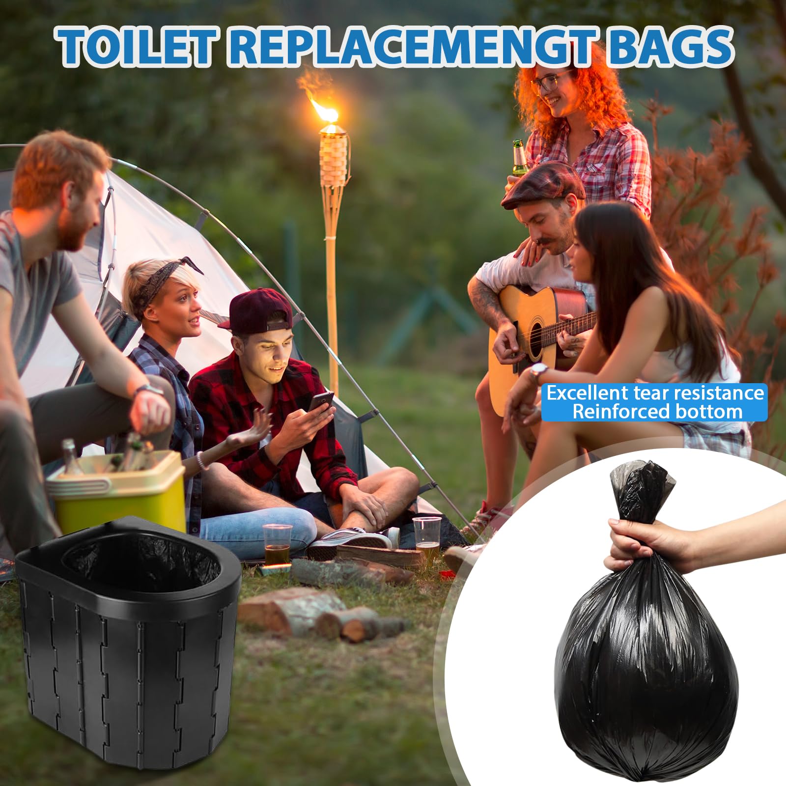 60 Stück Toilettenbeutel Schwarz Set 30L Biologisch Abbaubare Camping
