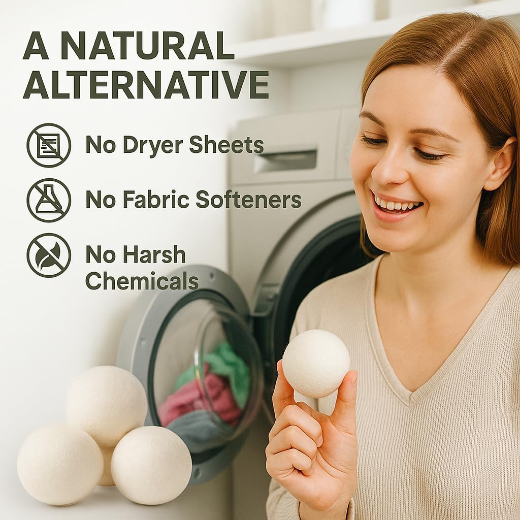 Laundry Wool Dryer Balls | Natural Fabric Softener – Reusable, Eco-Friendly, Reduces Drying Time – Wool Balls Replaces Dryer Sheets - 3 XL Pack - Laundry Balls for Dryer (3 Pack) image 3