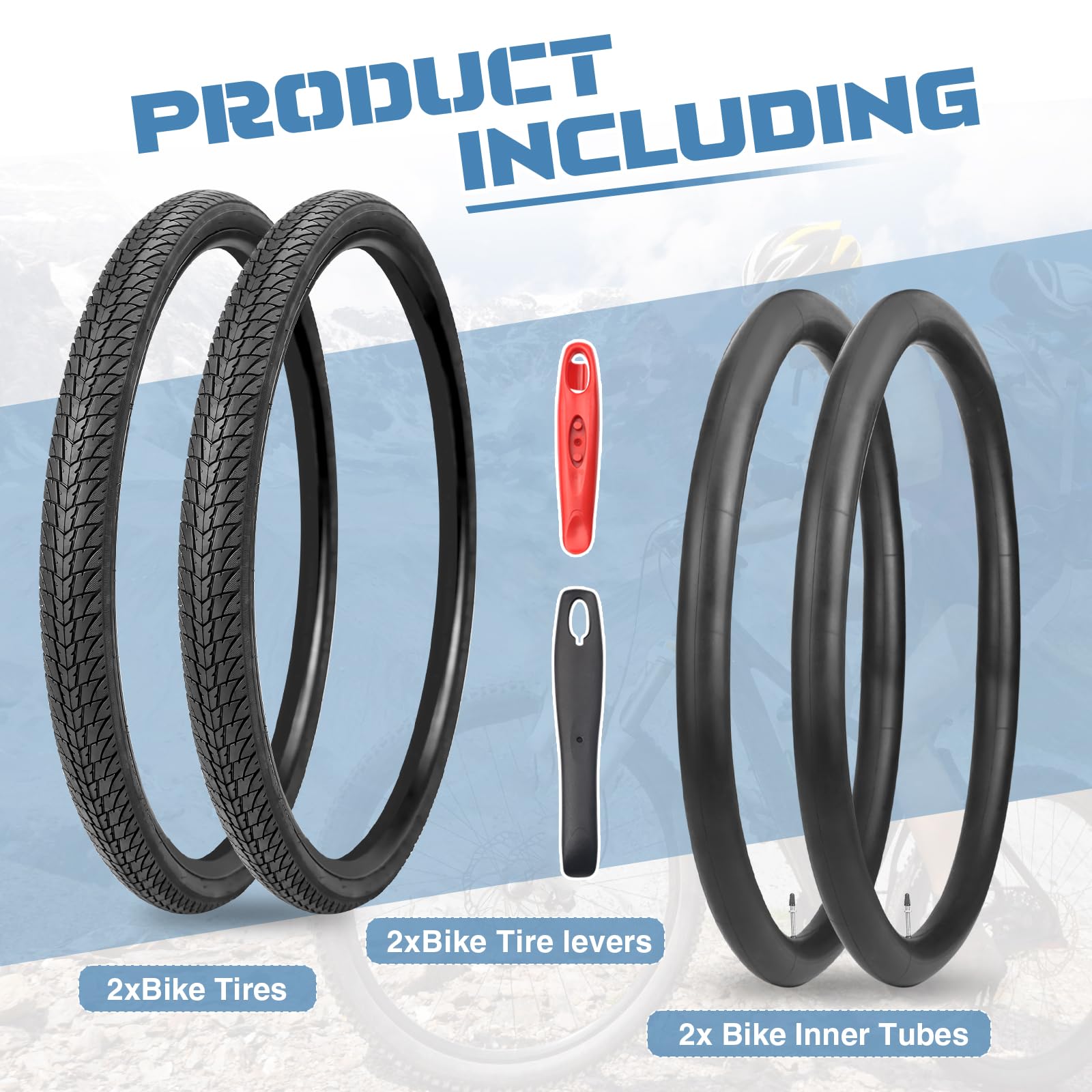 MEGHNA Lot de 2 pneus de vélo 700 x 38c - 2 pneus de vélo de route + 2 chambres à air 700 x 38C FV48 mm + 2 leviers de pneu de vélo 29" - 30 PSI Gravel Bike Tire (2 pneus + 2 chambres à air + 2