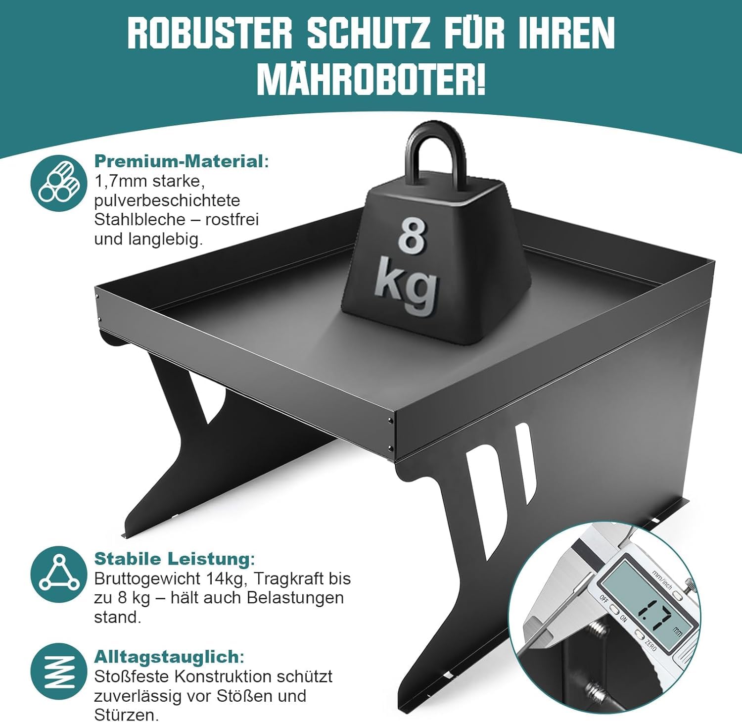 Mähroboter Garage mit Pflanzbeet 80x66x48cm Dach Carport für Rasenmäher | Metall Regenschutz Rostfrei Witterungsbeständig Sonnenschutz Universal Überdachung Unterstand Rasenmähroboter