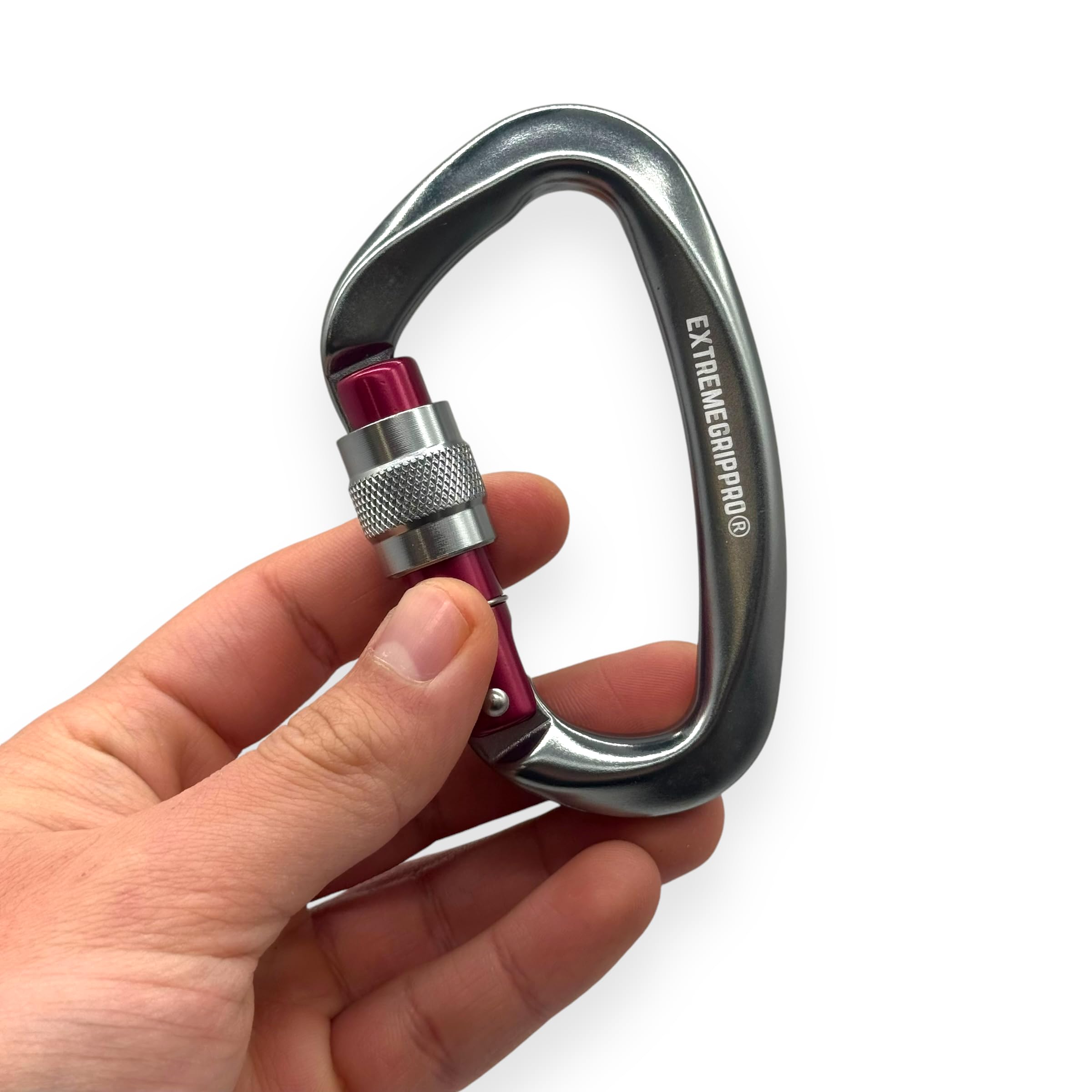 2-Pack 25KN Heavy Duty Carabiner Clips Aluminum D-Ring Screw Lock for Rock Climbing, Camping, and Outdoor Use (Grey)