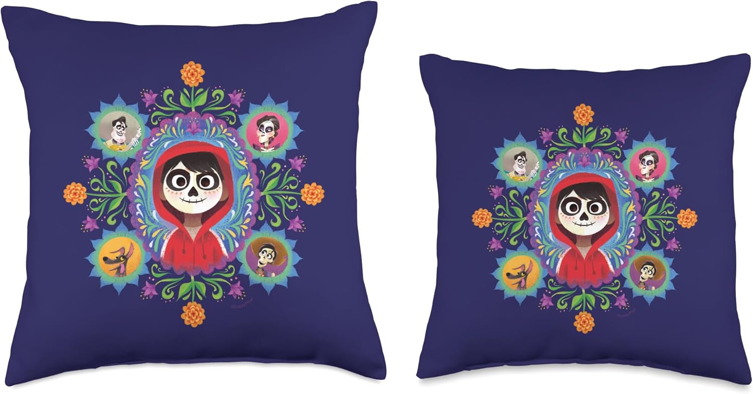 Disney and Pixar’s Coco Miguel Colorful Florals Throw Pillow