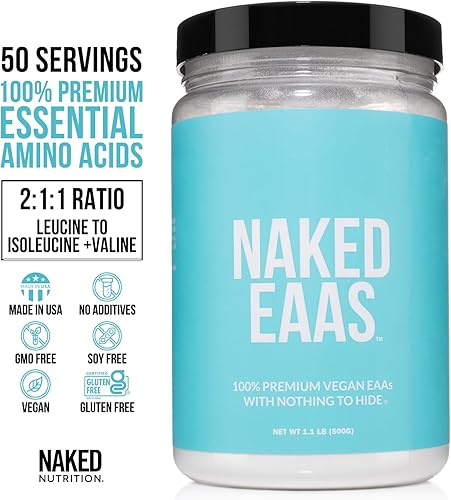 Vista 2 de NAKED EAAs - Aminoácidos en polvo – 50 porciones – Aminoácidos esenciales veganos sin sabor 17.64 oz – Suplemento en polvo de EAA natural instantáneo