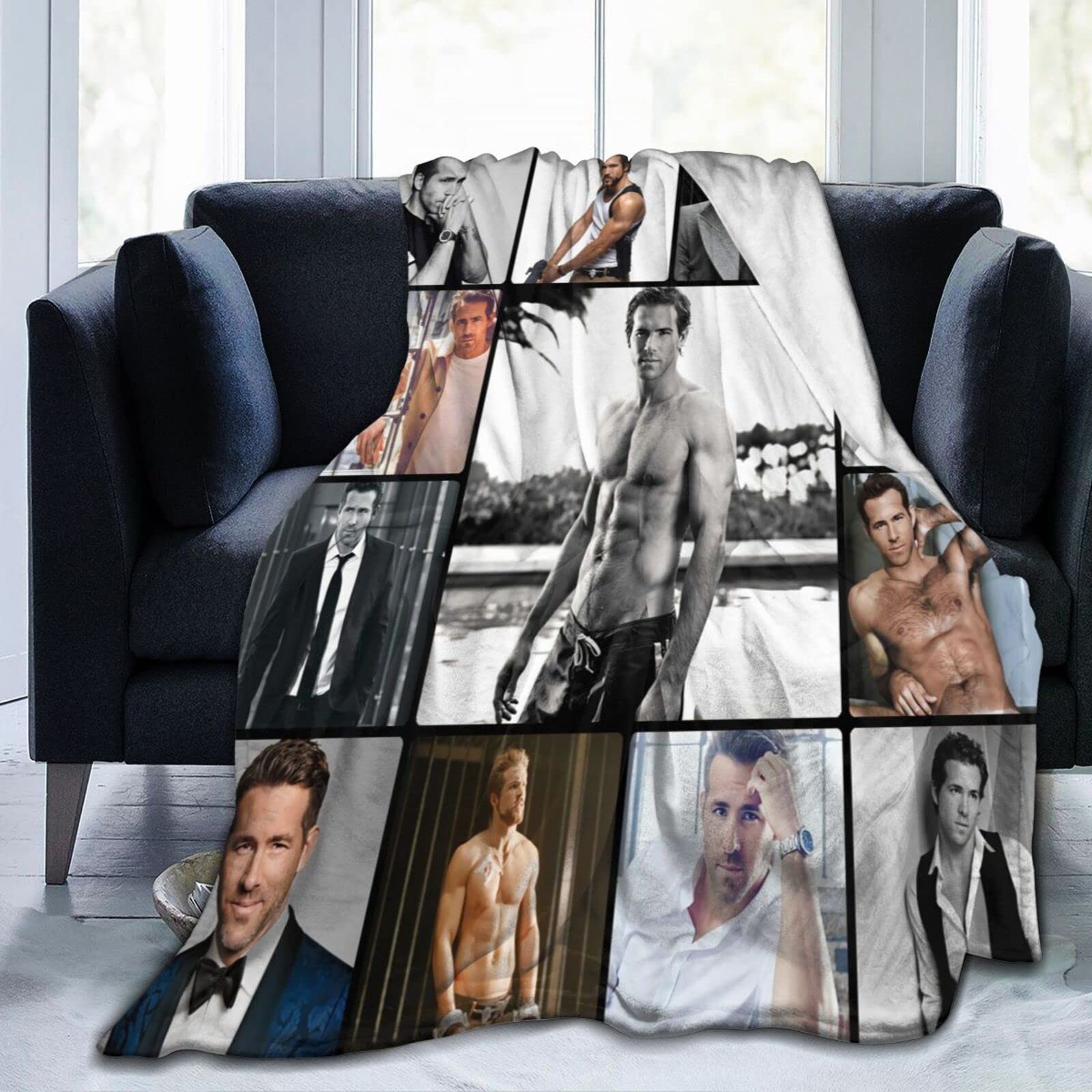 Suehome Blanket Ryan Reynolds Soft and Comfortable Wool Fleece Throw Blankets for Sofa Office car Camping Yoga Travel Home Decoration Cozy Plush Beach Blanket Gift