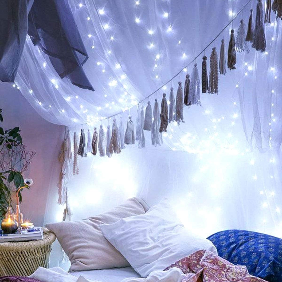 Fairy Lights Battery Operated 100 LED 33 ft Twinkle Starry Firefly LED String Lights with Timer 8 Modes Remote Waterproof for Christmas Party Bedroom Wedding 4 Pack (White)