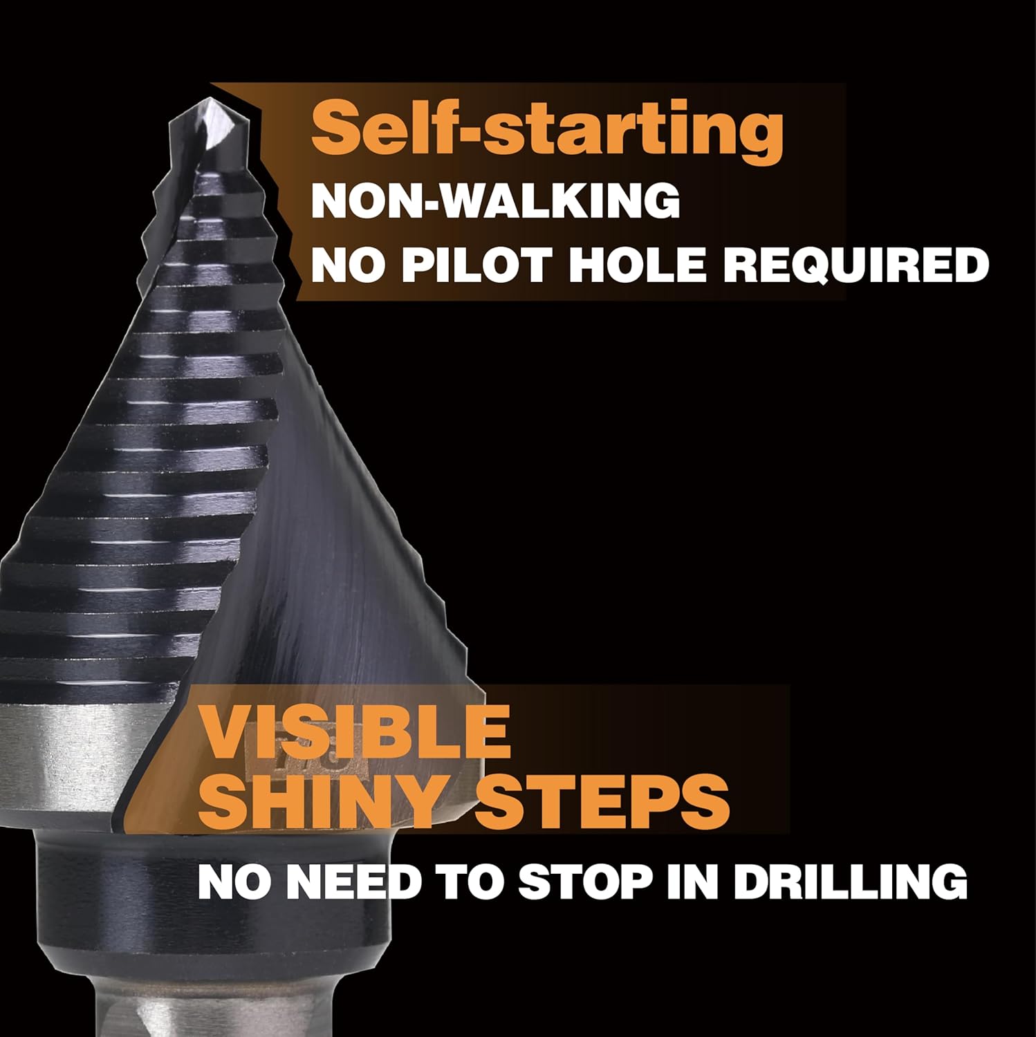 M35 HSS 7/8 Inch Step Drill Bit, Single Size Unibit with Double Spiral Flutes for Drilling Small Holes on Stainless Steel, Metal, Wood, Plastic