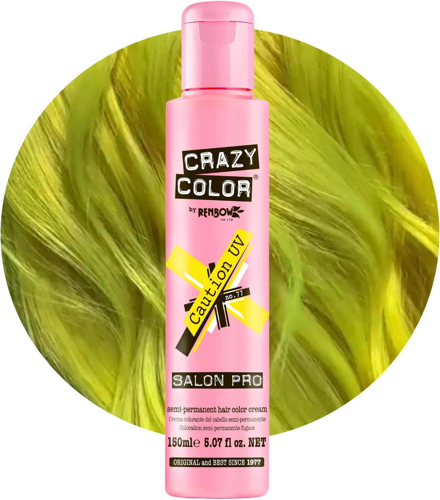 Crazy Color Salon Pro Semi Permanent Hair Color - 77 Caution Hair Color Women 5.07 oz