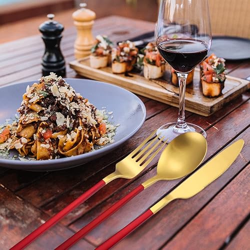 Miniatura 137 de AARainbow Juego de cubiertos de acero inoxidable de 8 piezas, portátil, reutilizable, juego de utensilios de viaje, incluye palillos, cuchillo