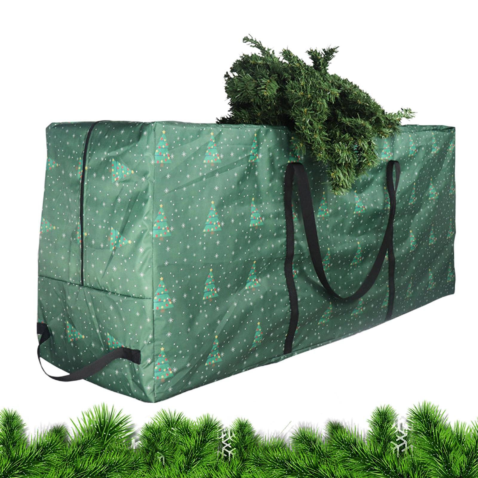 Grande borsa portaoggetti per albero di Natale, Contenitori extra large per carichi pesanti con manici rinforzati con cerniera, Conservazione 'albero protettivo antipolvere per alberi artificial