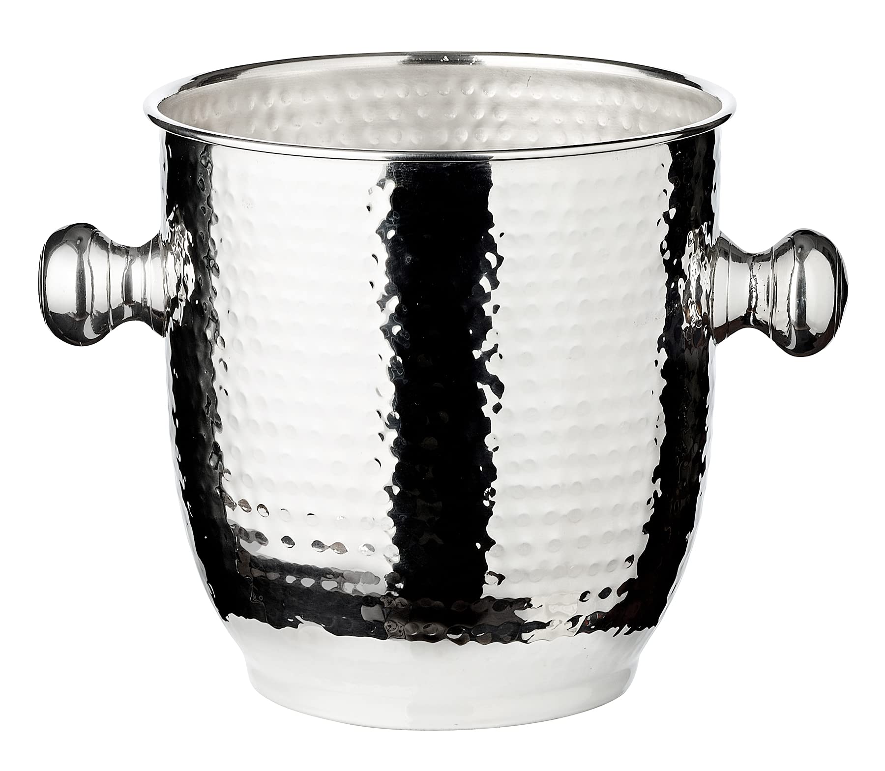 EDZARD Champanera Alto (H 22 cm, Ø 20 cm), plateada, martillada, con asas, para 1 botella – enfriador de vino, enfriador de botellas, cubitera