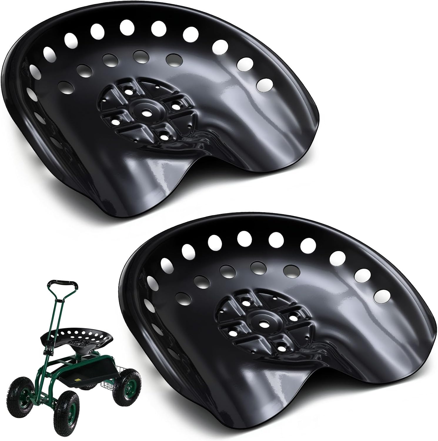 2 Pcs Metal Tractor Seat for Farm Equipment (Black)