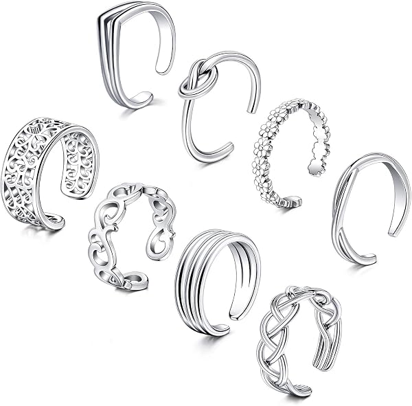 D.Bella Anillo de Dedo Del Pie 8 Piezas para Mujer