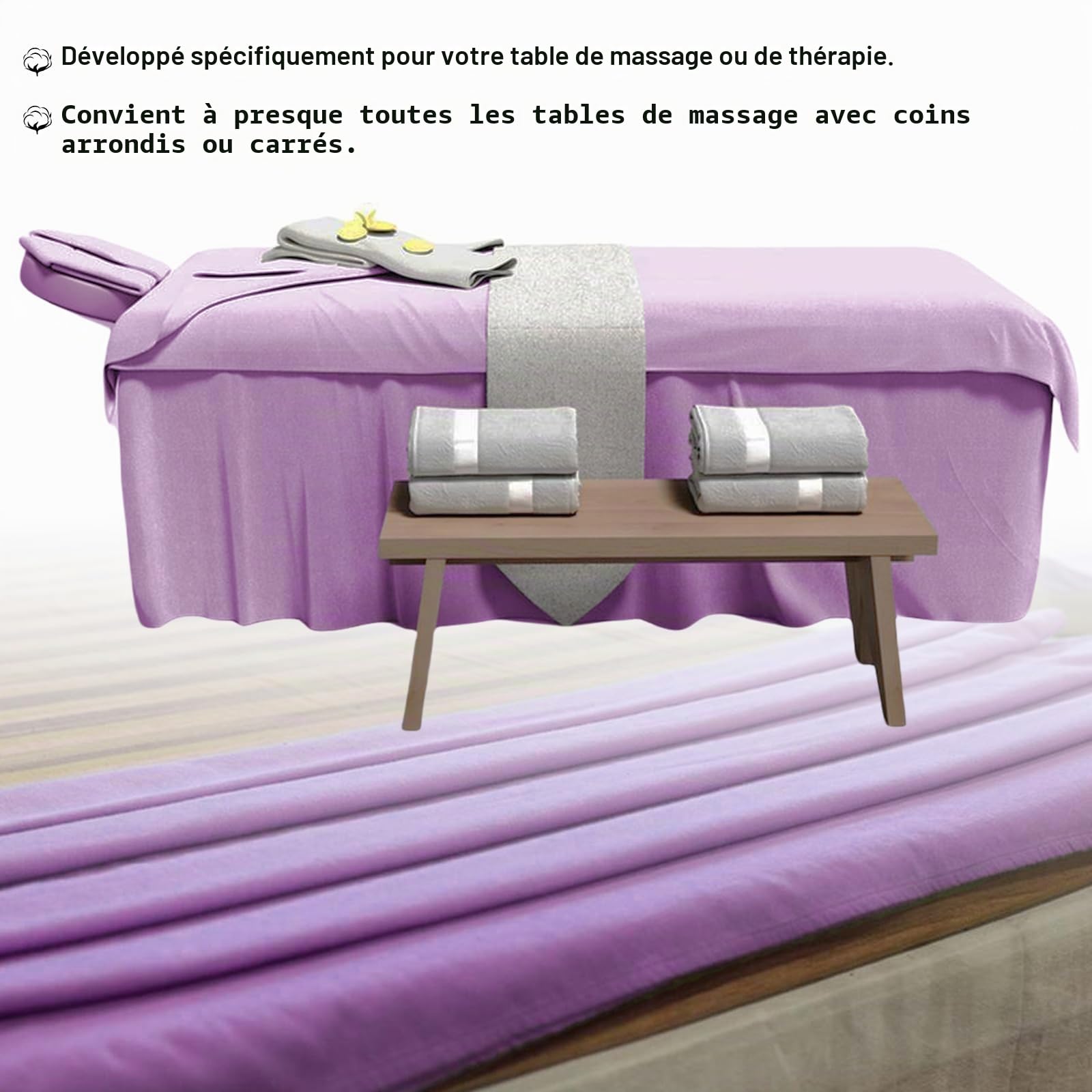 Lot de 3 lits de massage en microfibre, housse de couette pour le visage avec drap et drap-housse