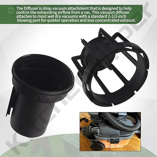 Miniatura 4 de Silenciadordifusor VT2525 y WS25025A de 2.5 pulgadas para aspiradoras Ridgid húmedoseco, se adapta a la mayoría de aspiradoras con un puerto de