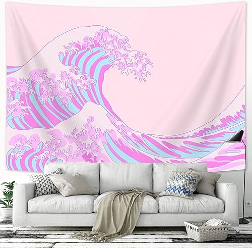 Miniatura 10 de Tapiz japonés de primavera de acuarela para colgar en la pared, monte Fuji con flores de cerezo, tapiz de pared con flores de Sakura, arte para