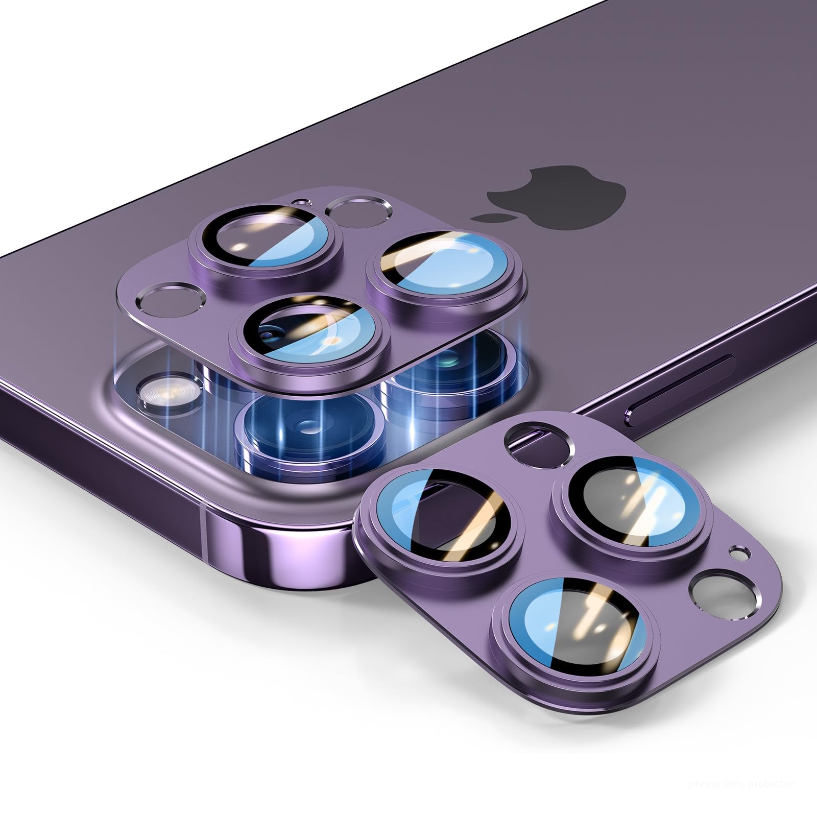 KISMER for iPhone 14/15/16 Pro & Pro Max Camera Lens Protector [2 Pack], Step Tempered Glass with Metal Alloy Frame, for iphone 14 pro max camera lens