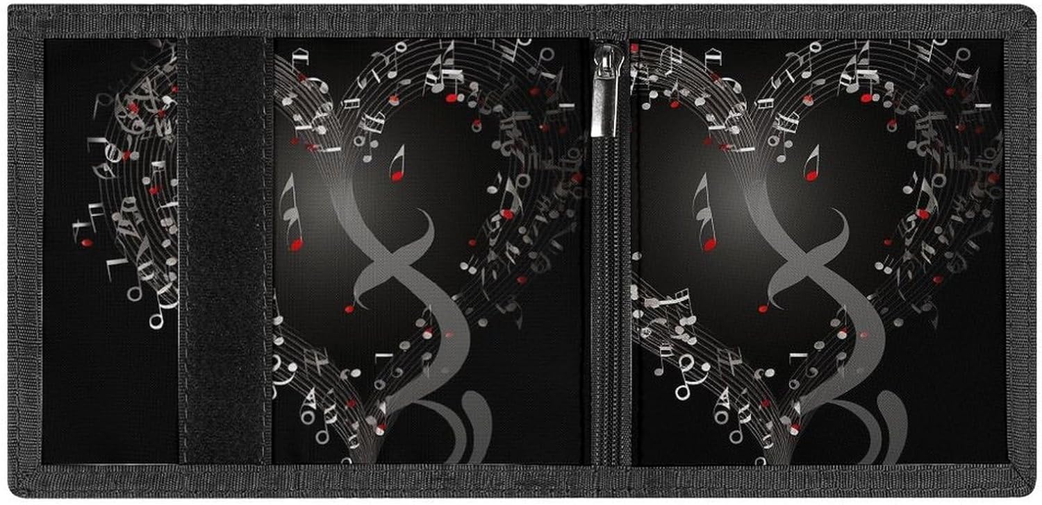 Music Note Heart Trifold Wallet for Men, Slim Money Clip image 4
