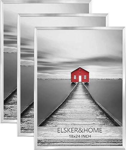 Miniatura 28 de ELSKER&HOME Juego de 3 Marcos para Póster 18x24, Marco de Fotos Blanco para Montaje en Pared Horizontal o Vertical, Resistente y a Prueba de Arañazos