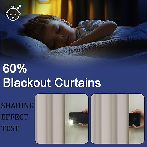 Miniatura 3 de OWENIE - Juego de 2 paños de cortinas blackout Sally ventana sala de estar y dormitorio, privacidad, aislamiento térmico y oscurecimiento