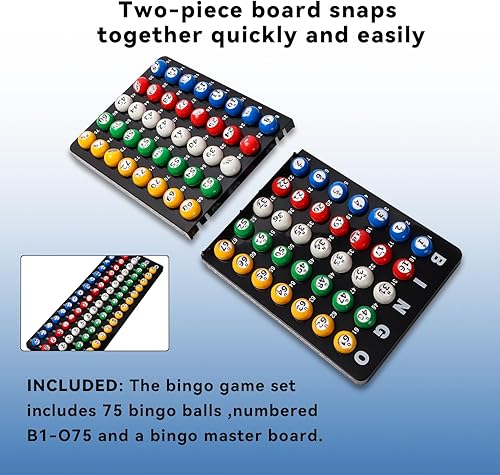 Miniatura 10 de GSE Games & Sports Expert Bolas de bingo de 7/8 pulgadas, bolas de repuesto multicolor con ventana de fácil lectura para fiestas, rifas de premios