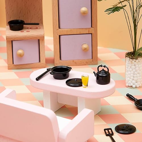Miniatura 6 de Sumind Juego de 20 piezas de cocina en miniatura para casa de muñecas, ollas y sartenes a escala 112, utensilios de cocina de metal en miniatura
