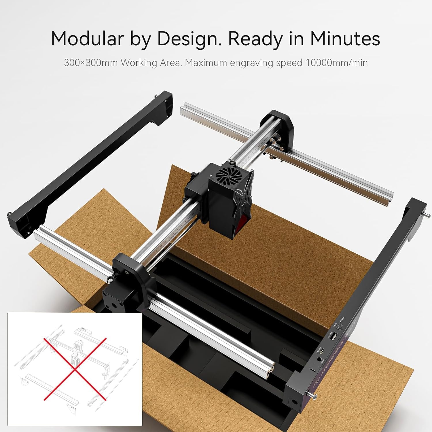 ATOMSTACK Swift 7W Laser Graviermaschine mit R8 Rotary Roller | 0,01 mm Hochpräzise Laser Cutter, Anfänger Lasergravierer für Holz Acryl Leder, Präzise Gravur von Zylindern