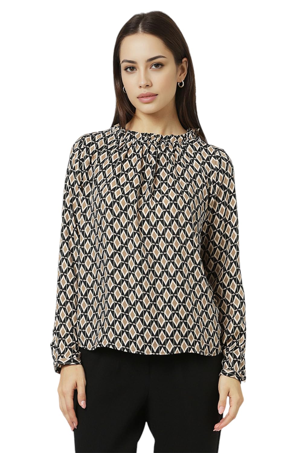 van heusen Women Black Print Formal Boat Neck Top-picture-53