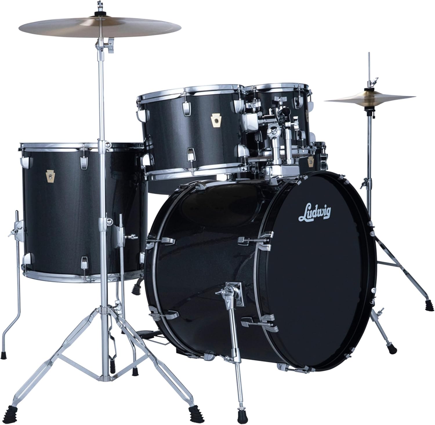 Ludwig Drive 5-Piece Drum Set with Cymbals, Hardware & Throne - Moon Dust Finish for Beginners
