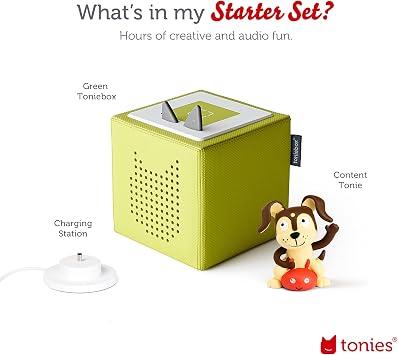 Toniebox 1 Audio Player Starter Set with Playtime Puppy - Listen, Learn, and Play with One Huggable Little Box - Green