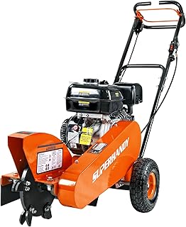 SuperHandy Gas Stump Grinder 9HP Engine - Direct Belt Drive, 12-inch Cutting Performance, 6 Carbide Teeth - Compact & Lightweight