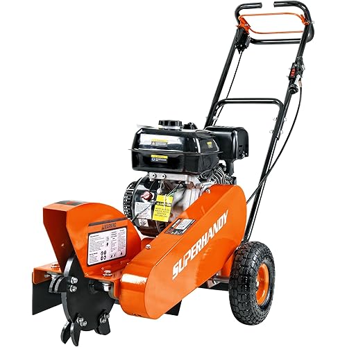 SuperHandy Gas Stump Grinder 9HP Engine - Direct Belt Drive, 12-inch Cutting Performance, 6 Carbide Teeth - Compact & Lightweight