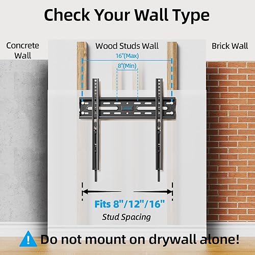 Miniatura 3 de USX STAR Soporte de pared fijo para TV para la mayoría de pantallas de 26 a 60 pulgadas, soporte de TV de perfil bajo con bloqueo de liberación