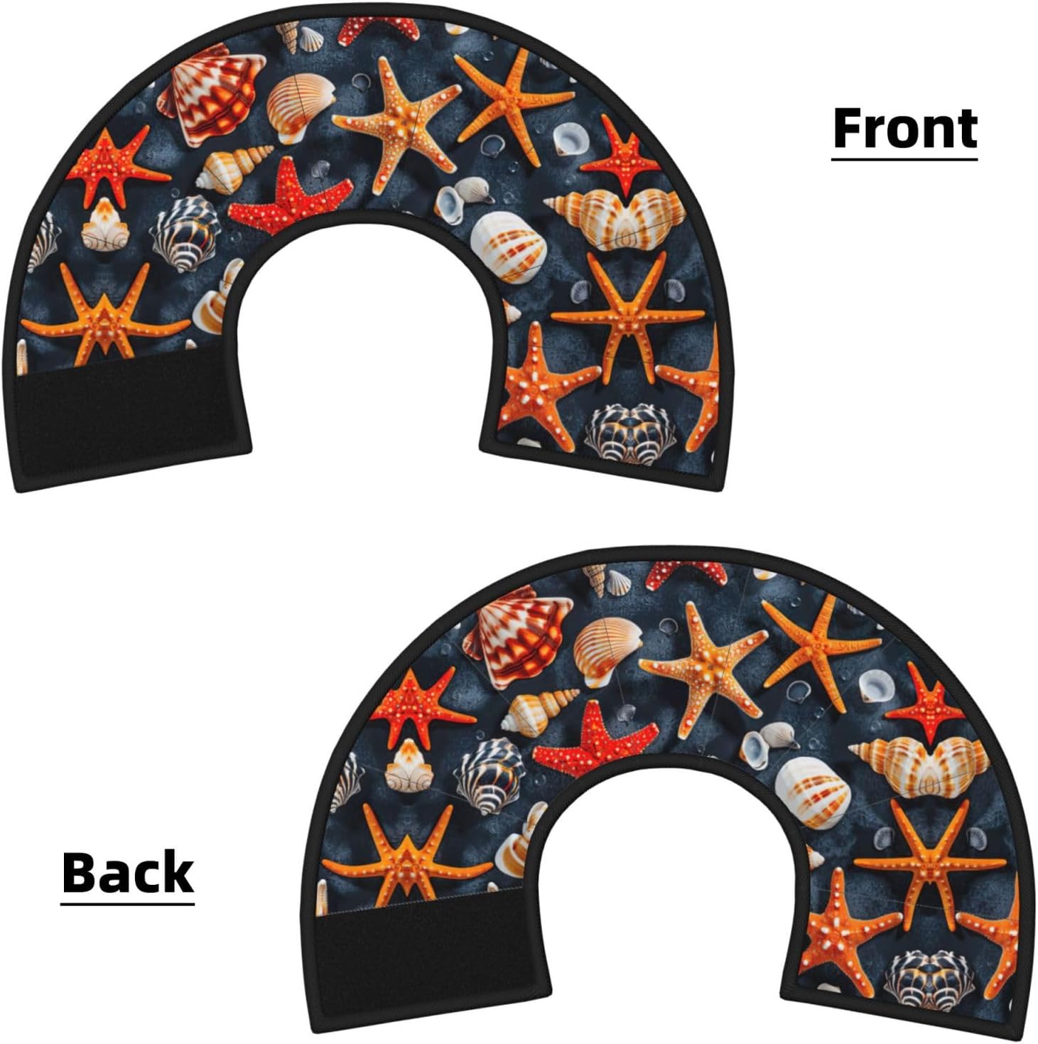 Starfish and Seashell Pattern Print Cat Cone Collar, Adjustable Elizabethan Collar, Soft Dog Recovery Collars, for Small Large Cats