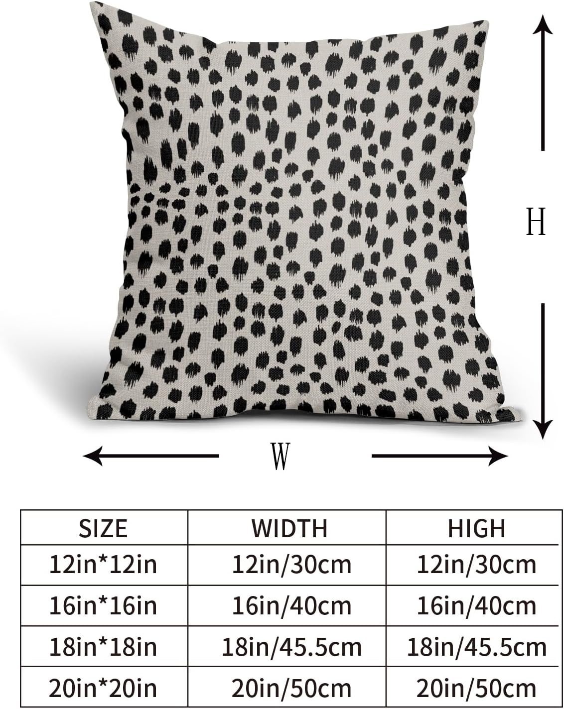 Black Cream Polka Dot Pillow Covers 22x22 Set of 2 Outdoor Modern Art Throw Pillows Boho Design Brush Strokes Decorative Pillowcase Square Cushion Cover Linen Pillow Case for Home Sofa Couch Bed