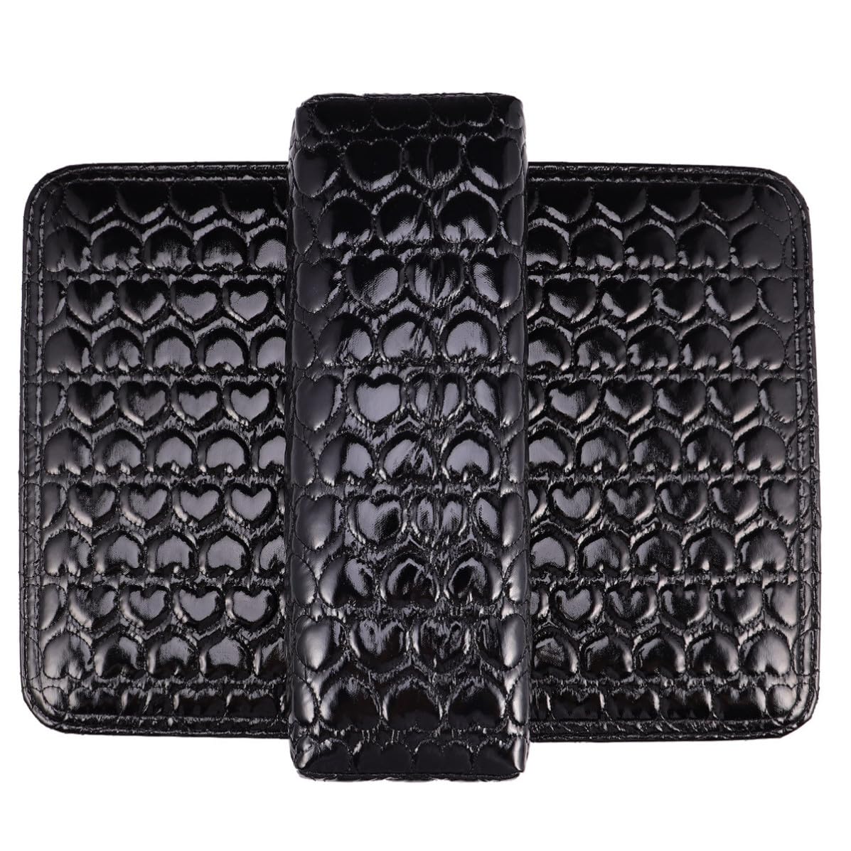 Manicure Black Pu Leather and Sponge Material Hand Rest Cushion Set with Heart Pattern Comfortable Hand Support for Nail Art and Professional Nail Tech Use