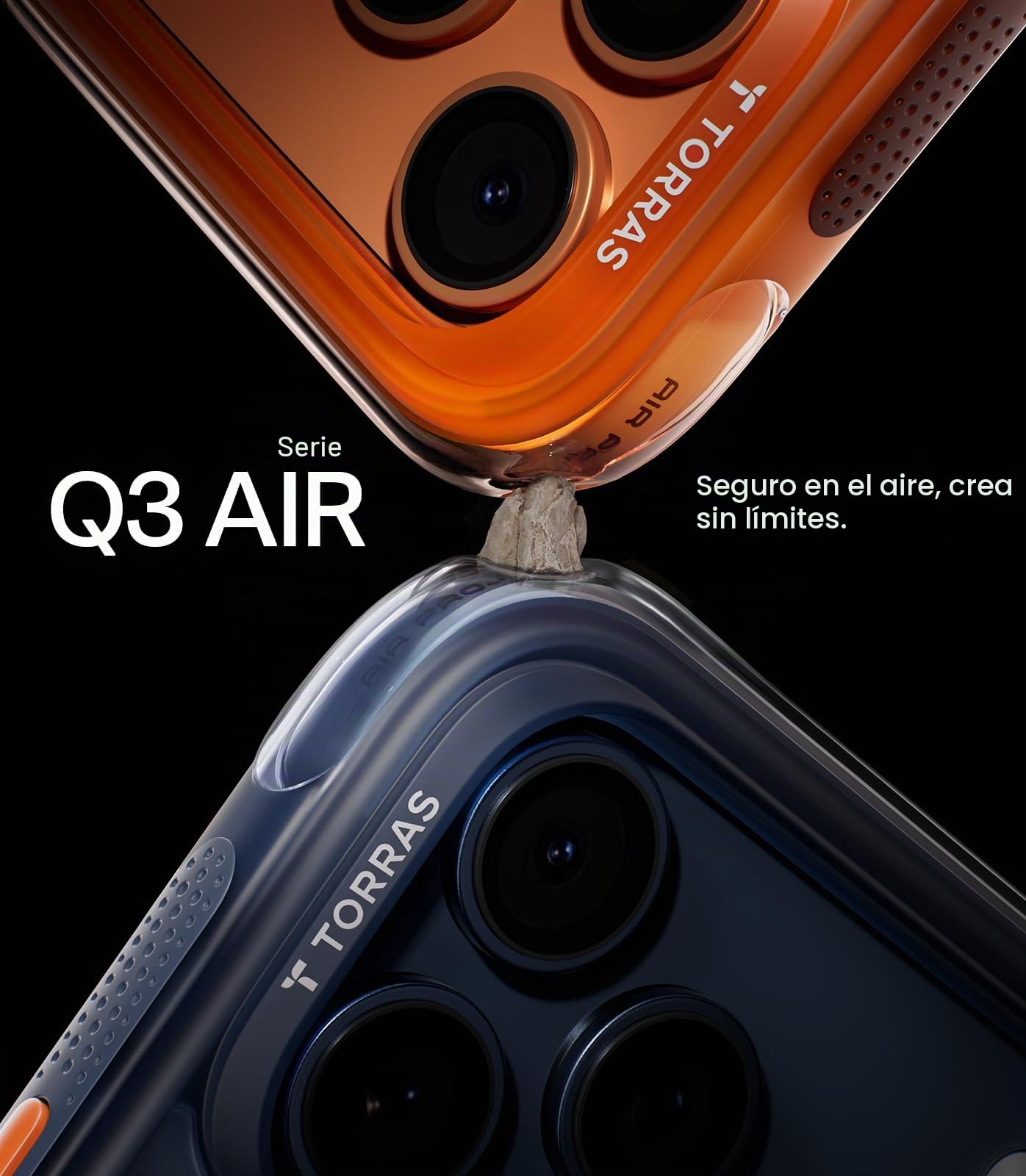 TORRAS Ostand Q3 Air Funda para iPhone 17 Pro MAX con Bolsas de Aire Reales, protección Militar, Apta para MagSafe Funda para iPhone 17 Pro MAX, a Prueba de Golpes, Azul Marino