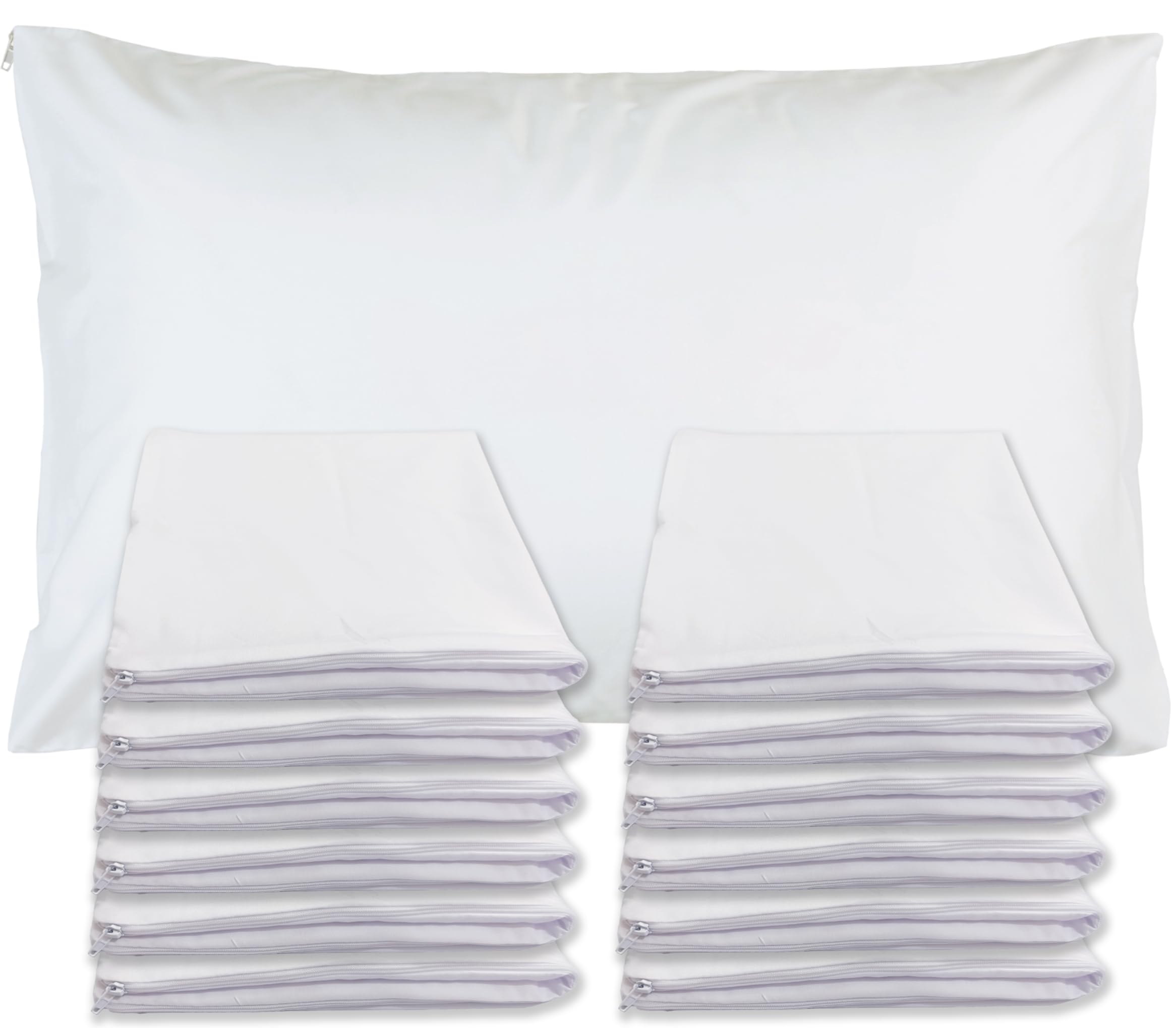 Housses de coussin 50x75 cm pour lit double et canapé en lot de 12 protections blanches