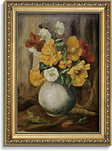 AIMAILON Vintage Canvas Gold Wall Art Framed Decor for Living Room Bedroom Color