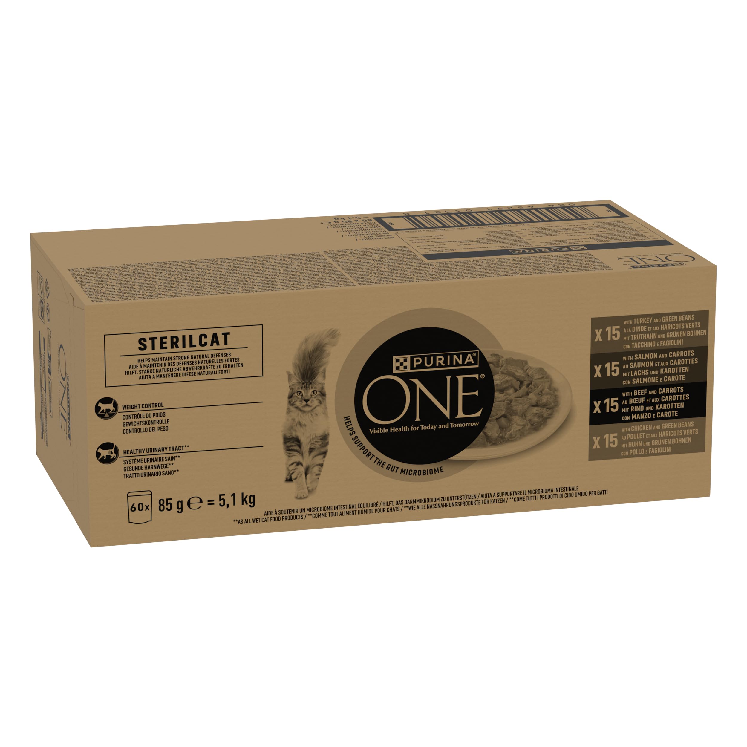 Purina ONE Bifensis Sterilcat 60 x 85 g Kurczak, Wołowina, Łosoś, Indyk