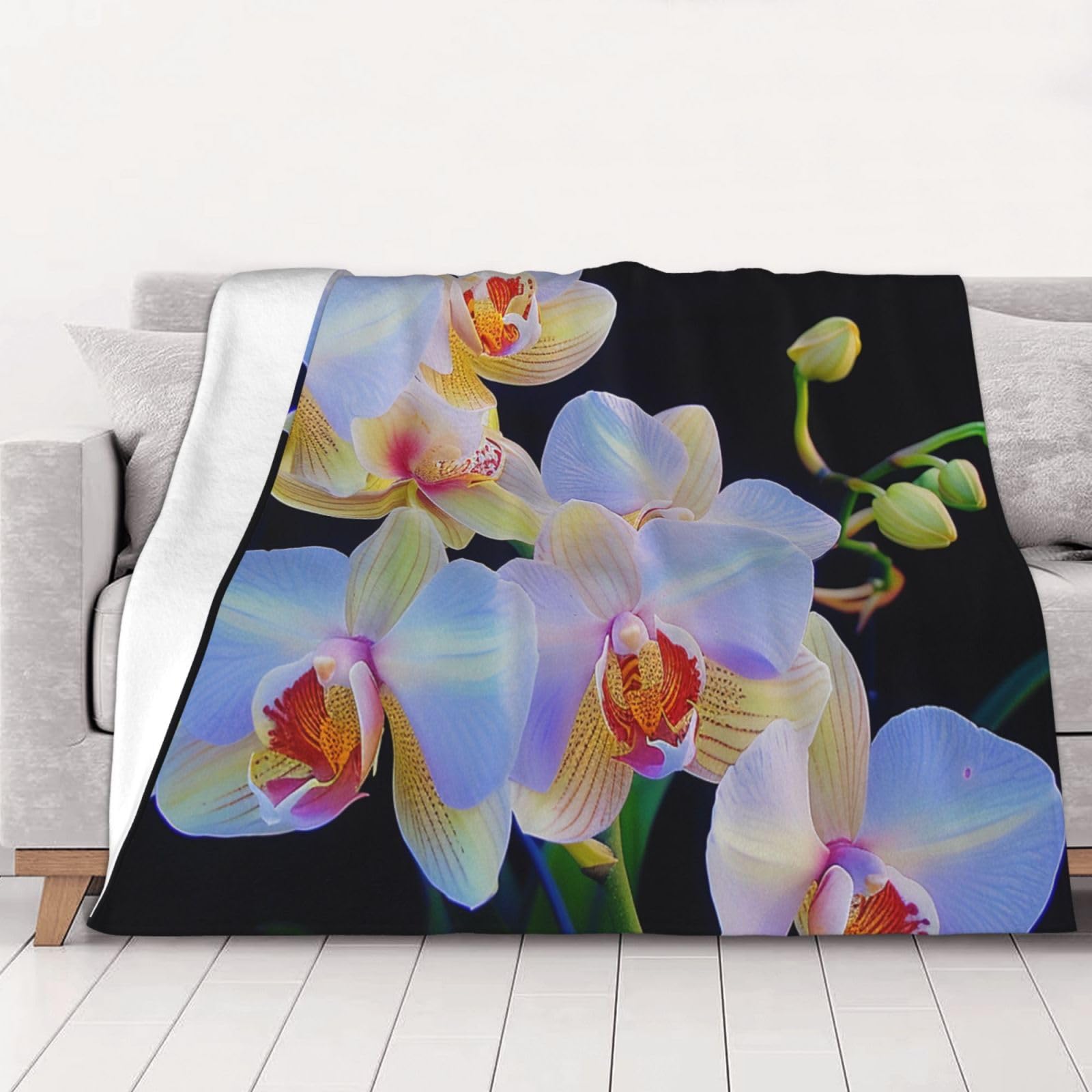 Couverture en flanelle orchidées plaid chaud lit canapé voiture