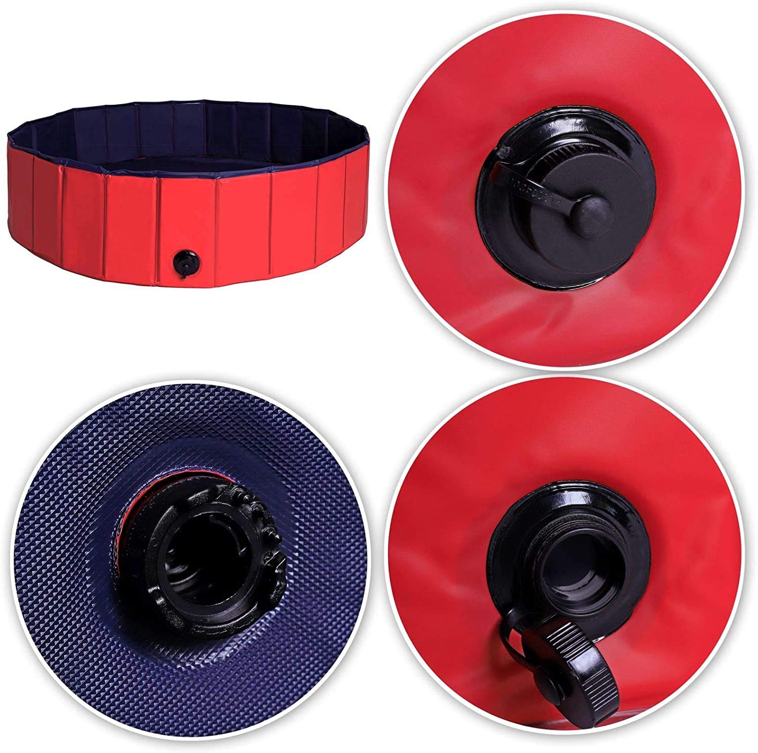 Piscina Plegable para Perros Gatos Bañera Portátil para Mascotas Plegable PVC Antideslizante y Resistente (120 * 30CM-Azul Oscuro)