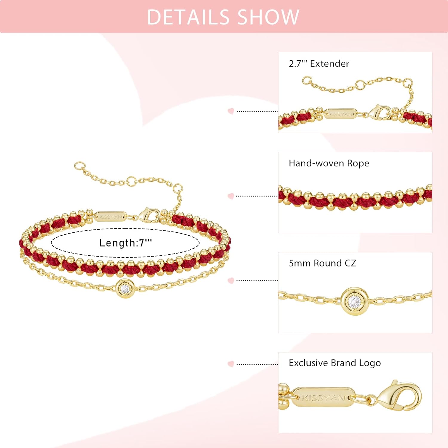 KissYan Valentine Gold Bracelet for Women, Layered Sports Stack Bracelet, 14K Gold Plated Link Bracelet, Athletic Handmade Gift - Image 5